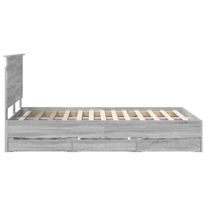Cadru de pat cu sertar Gri Sonoma 120 x 190 cm Lemn Ingineresc - WALTI WALTI
