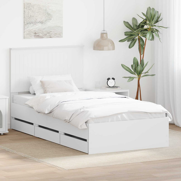Cadru de pat cu sertar Alb 100 x 200 cm Lemn Ingineresc - WALTI WALTI