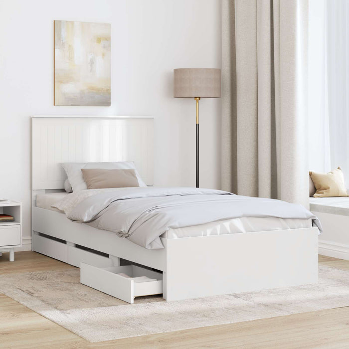 Cadru de pat cu sertar Alb 100 x 200 cm Lemn Ingineresc - WALTI WALTI