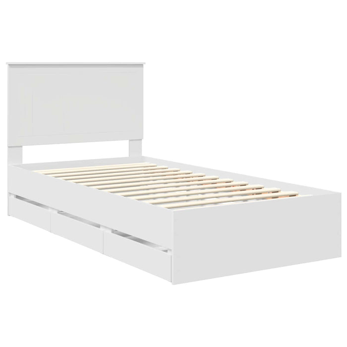 Cadru de pat cu sertar Alb 100 x 200 cm Lemn Ingineresc - WALTI WALTI