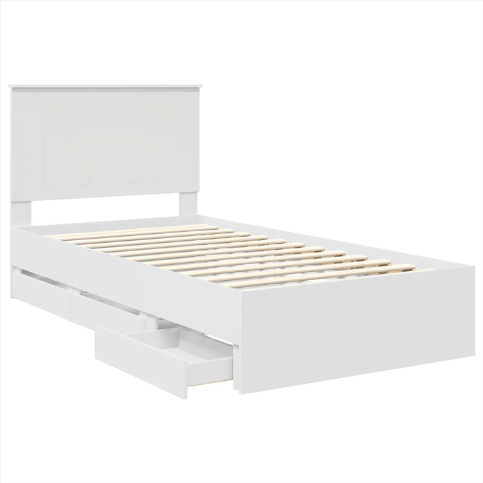 Cadru de pat cu sertar Alb 100 x 200 cm Lemn Ingineresc - WALTI WALTI