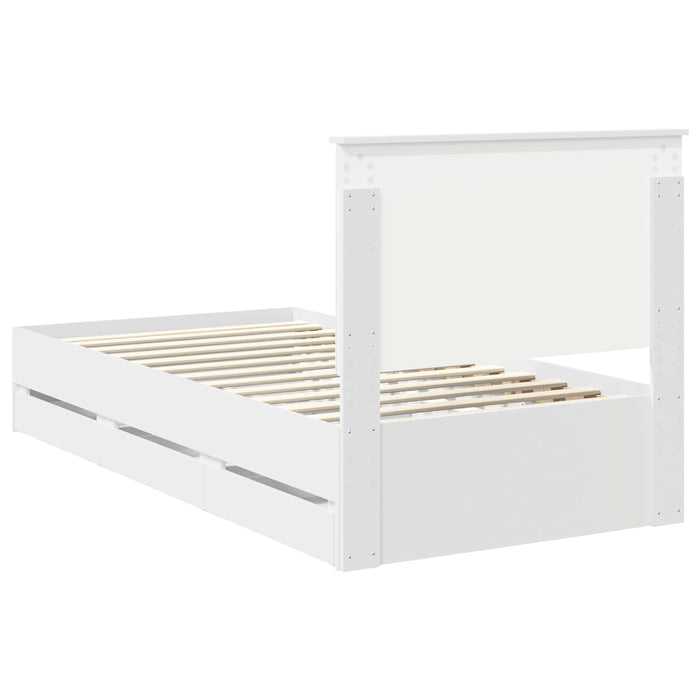 Cadru de pat cu sertar Alb 100 x 200 cm Lemn Ingineresc - WALTI WALTI