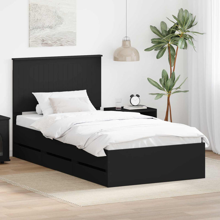 Cadru de pat cu sertar Negru 100 x 200 cm Lemn Ingineresc - WALTI WALTI