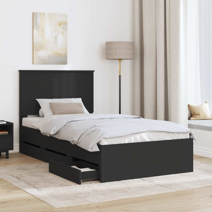 Cadru de pat cu sertar Negru 100 x 200 cm Lemn Ingineresc - WALTI WALTI