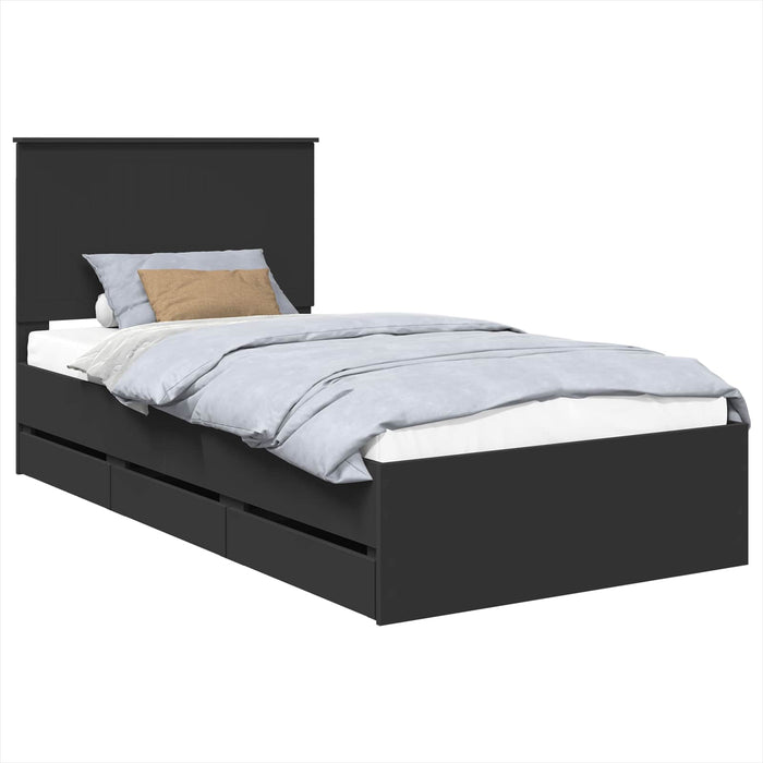 Cadru de pat cu sertar Negru 100 x 200 cm Lemn Ingineresc - WALTI WALTI