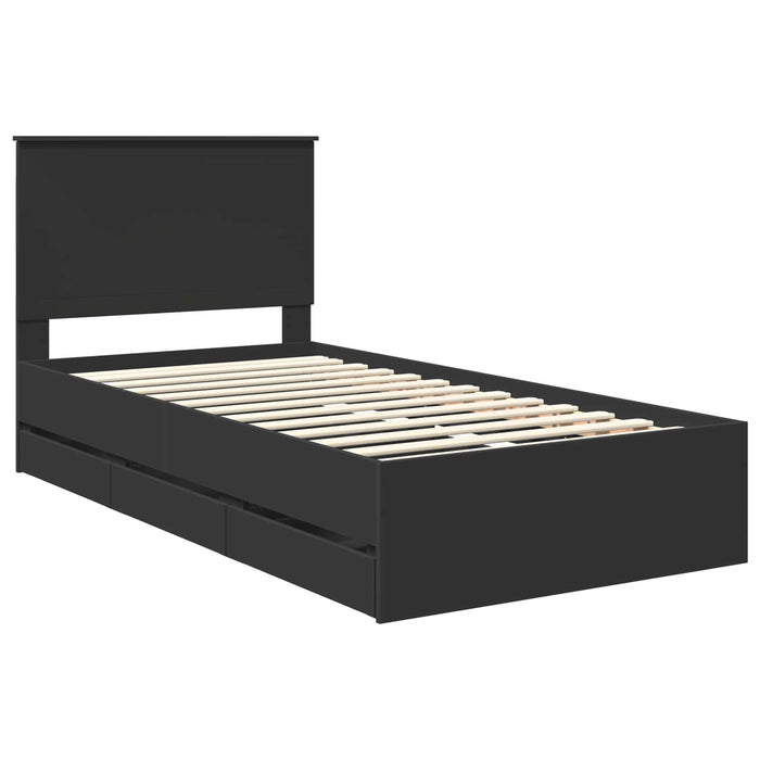 Cadru de pat cu sertar Negru 100 x 200 cm Lemn Ingineresc - WALTI WALTI