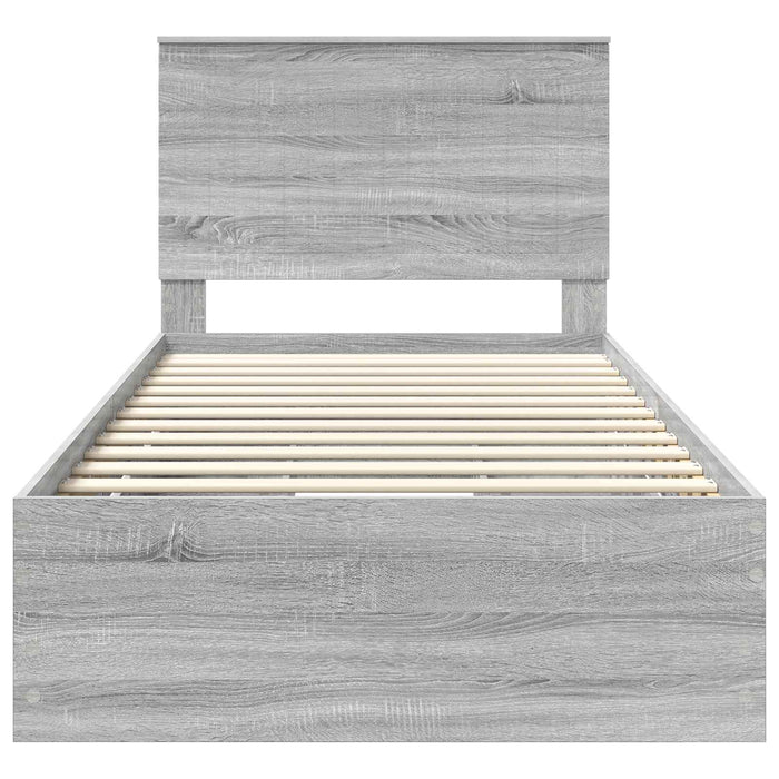 Cadru de pat cu sertar Gri Sonoma 100 x 200 cm Lemn Ingineresc - WALTI WALTI