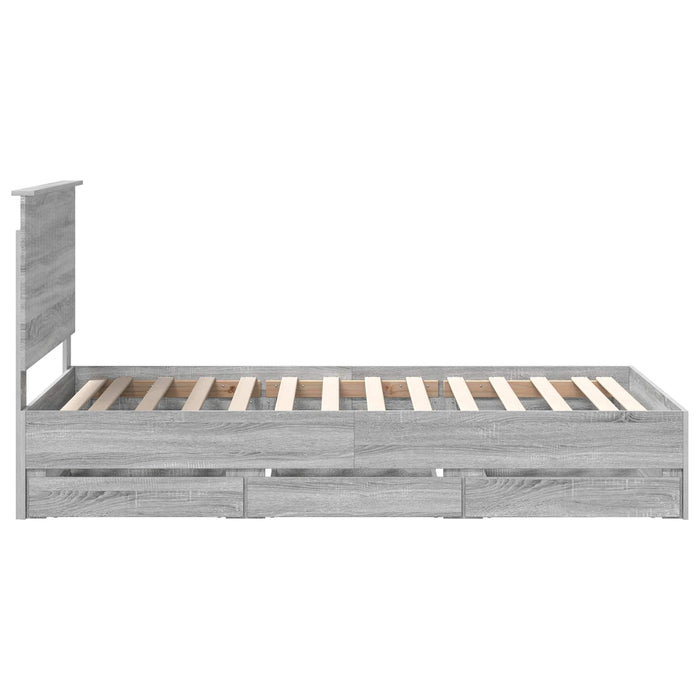 Cadru de pat cu sertar Gri Sonoma 100 x 200 cm Lemn Ingineresc - WALTI WALTI