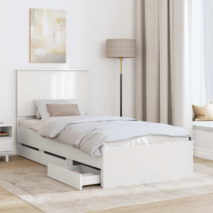 Cadru de pat cu sertar Alb 90 x 200 cm Lemn Ingineresc - WALTI WALTI