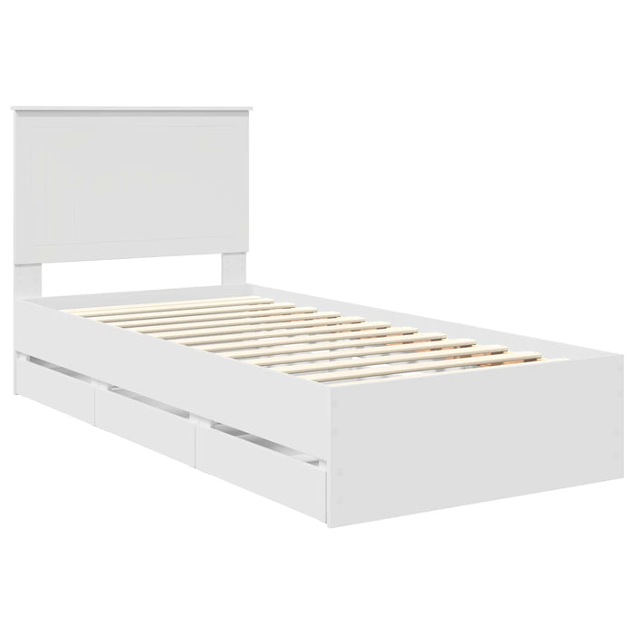 Cadru de pat cu sertar Alb 90 x 200 cm Lemn Ingineresc - WALTI WALTI