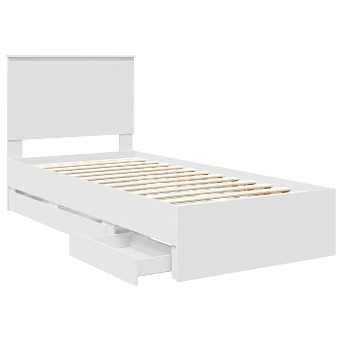Cadru de pat cu sertar Alb 90 x 200 cm Lemn Ingineresc - WALTI WALTI