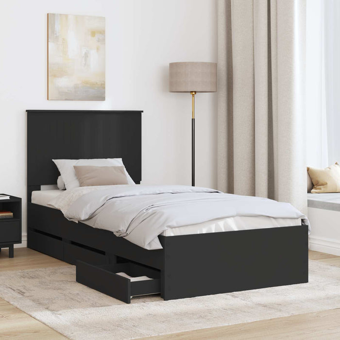 Cadru de pat cu sertar Negru 90 x 200 cm Lemn Ingineresc - WALTI WALTI