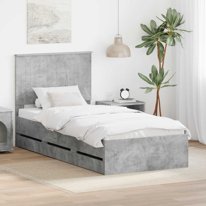 Cadru de pat Gri din beton 90 x 200 cm Lemn Ingineresc - WALTI WALTI