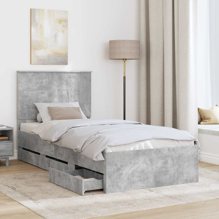 Cadru de pat Gri din beton 90 x 200 cm Lemn Ingineresc - WALTI WALTI