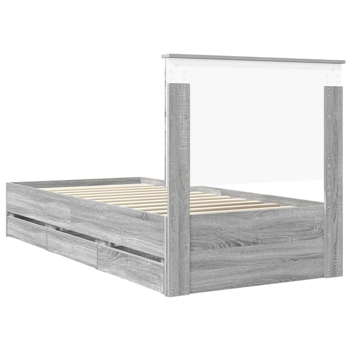 Cadru de pat cu sertar Gri Sonoma 90 x 200 cm Lemn Ingineresc - WALTI WALTI