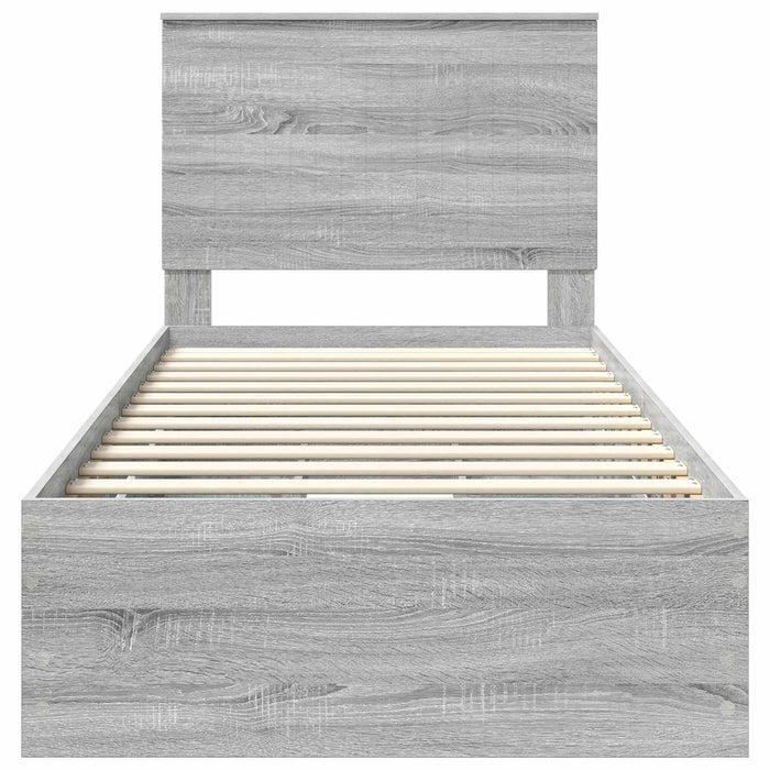 Cadru de pat cu sertar Gri Sonoma 90 x 200 cm Lemn Ingineresc - WALTI WALTI