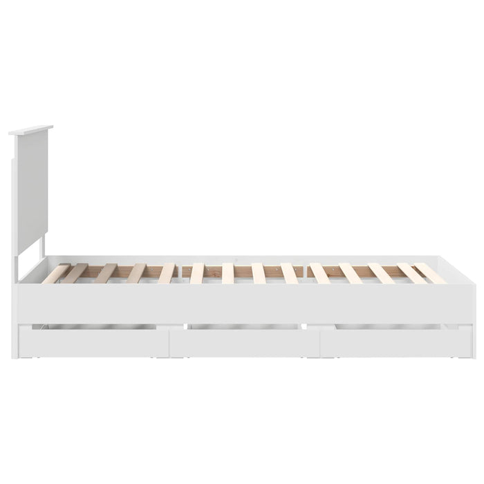 Cadru de pat cu sertar Alb 90 x 190 cm Lemn Ingineresc - WALTI WALTI