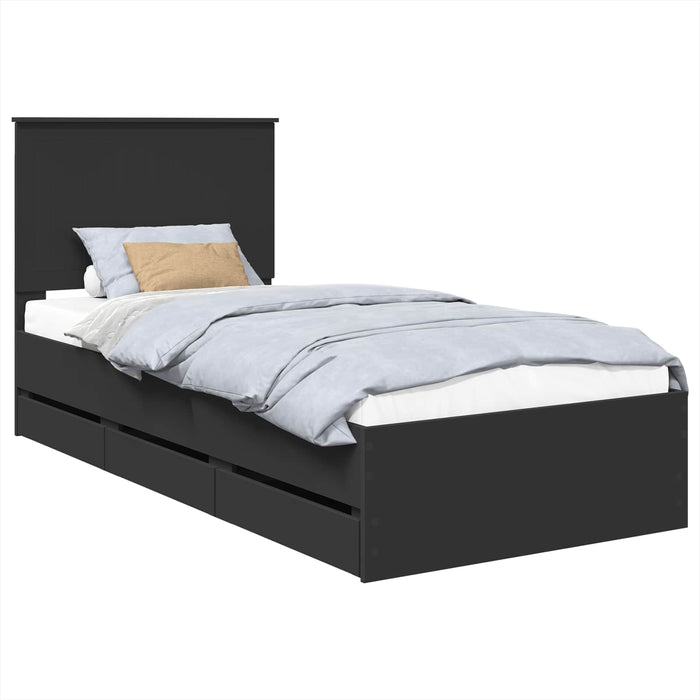 Cadru de pat cu sertar Negru 90 x 190 cm Lemn Ingineresc - WALTI WALTI