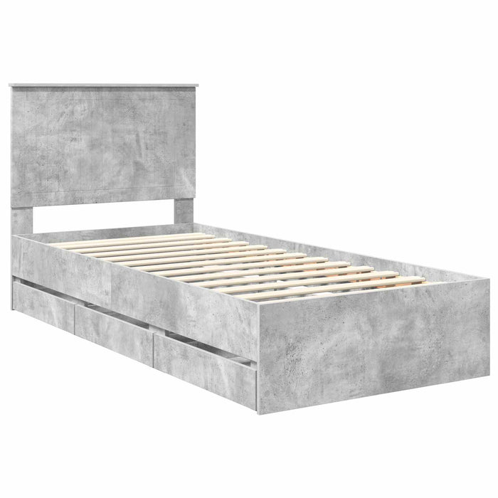 Cadru de pat Gri din beton 90 x 190 cm Lemn Ingineresc - WALTI WALTI