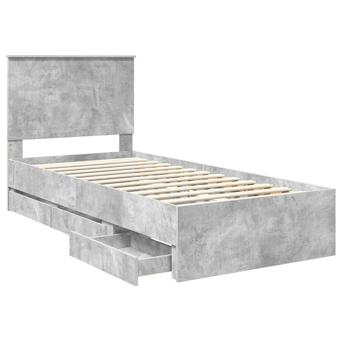 Cadru de pat Gri din beton 90 x 190 cm Lemn Ingineresc - WALTI WALTI