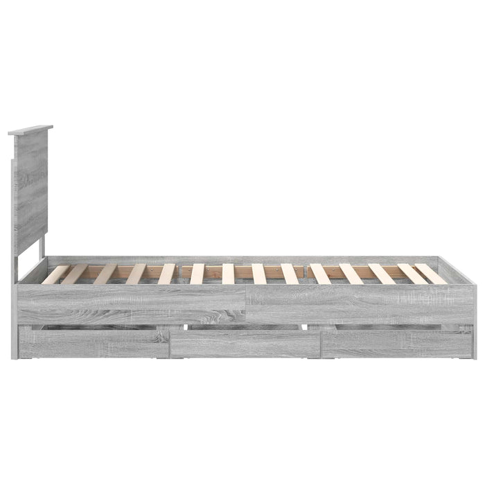 Cadru de pat cu sertar Gri Sonoma 90 x 190 cm Lemn Ingineresc - WALTI WALTI