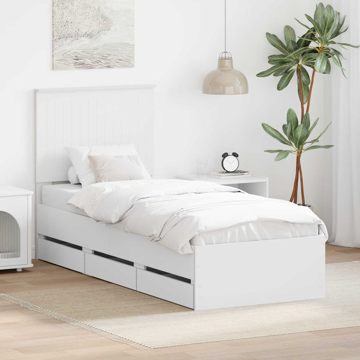 Cadru de pat cu sertar Alb 75 x 190 cm Lemn Ingineresc - WALTI WALTI
