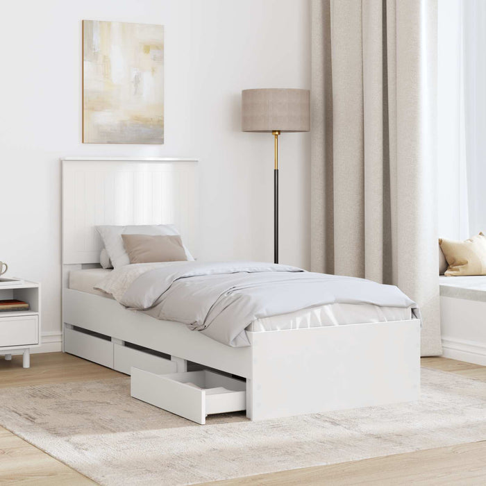 Cadru de pat cu sertar Alb 75 x 190 cm Lemn Ingineresc - WALTI WALTI