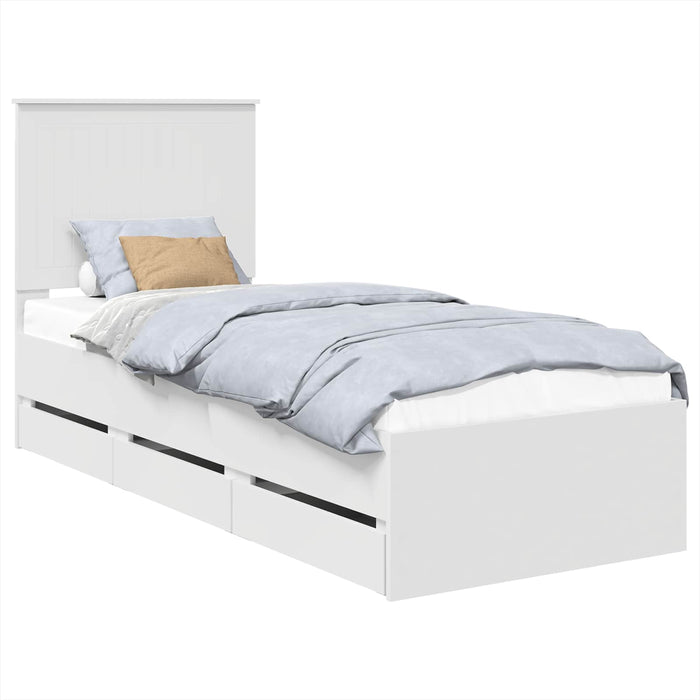 Cadru de pat cu sertar Alb 75 x 190 cm Lemn Ingineresc - WALTI WALTI