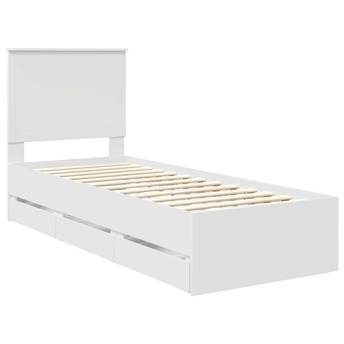 Cadru de pat cu sertar Alb 75 x 190 cm Lemn Ingineresc - WALTI WALTI