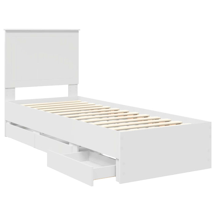 Cadru de pat cu sertar Alb 75 x 190 cm Lemn Ingineresc - WALTI WALTI