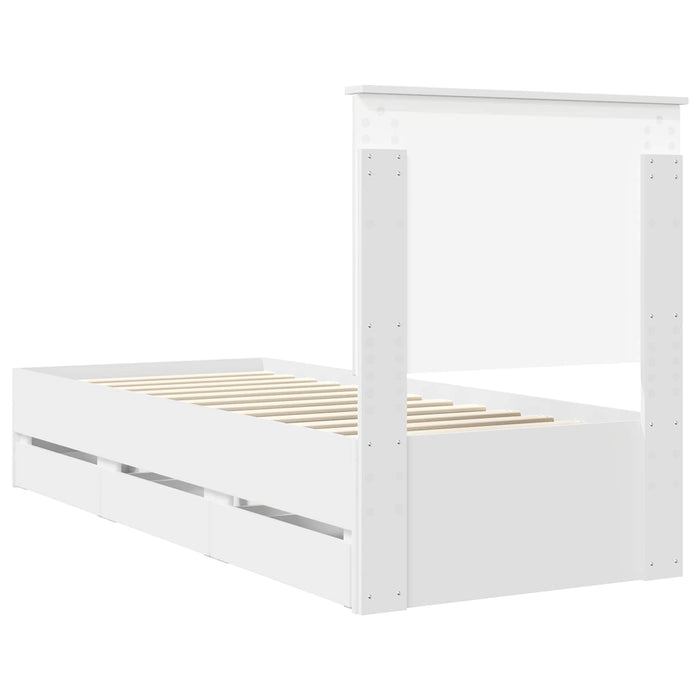 Cadru de pat cu sertar Alb 75 x 190 cm Lemn Ingineresc - WALTI WALTI