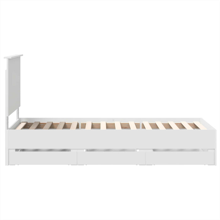 Cadru de pat cu sertar Alb 75 x 190 cm Lemn Ingineresc - WALTI WALTI
