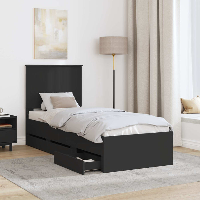 Cadru de pat cu sertar Negru 75 x 190 cm Lemn Ingineresc - WALTI WALTI