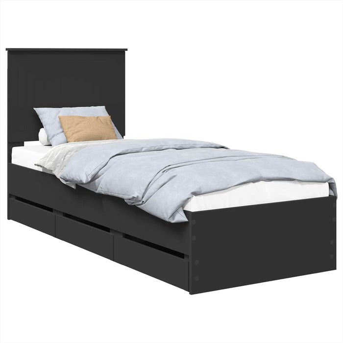 Cadru de pat cu sertar Negru 75 x 190 cm Lemn Ingineresc - WALTI WALTI