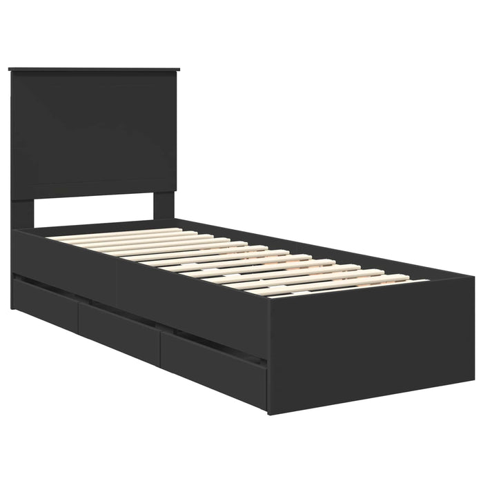 Cadru de pat cu sertar Negru 75 x 190 cm Lemn Ingineresc - WALTI WALTI