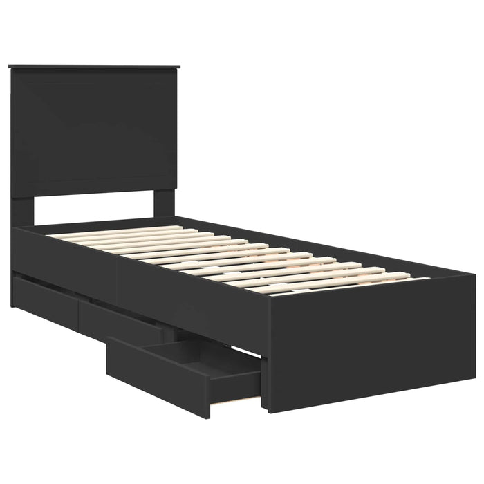 Cadru de pat cu sertar Negru 75 x 190 cm Lemn Ingineresc - WALTI WALTI