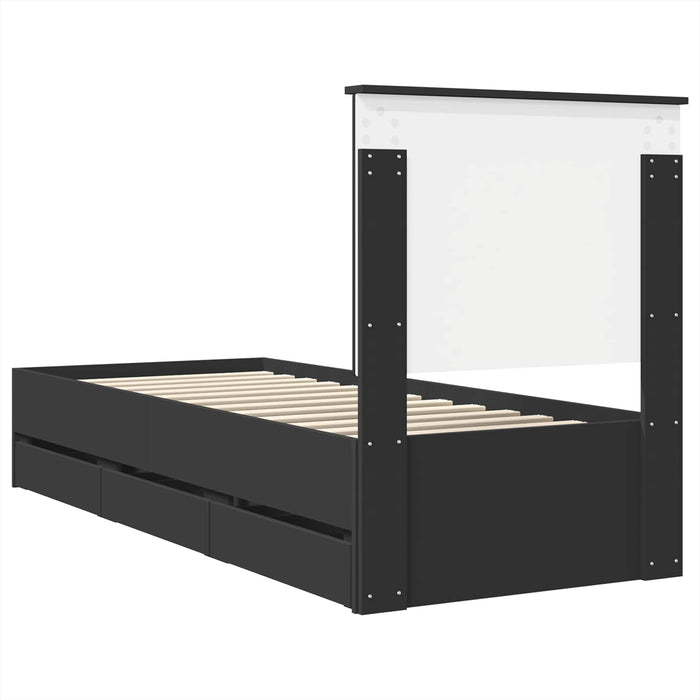 Cadru de pat cu sertar Negru 75 x 190 cm Lemn Ingineresc - WALTI WALTI
