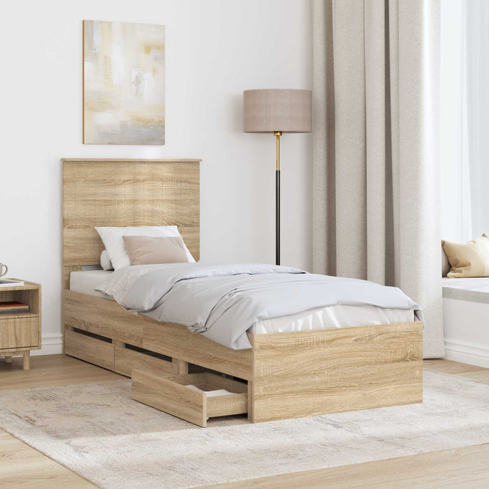 Cadru de pat Stejar Sonoma 75 x 190 cm Lemn Ingineresc - WALTI WALTI