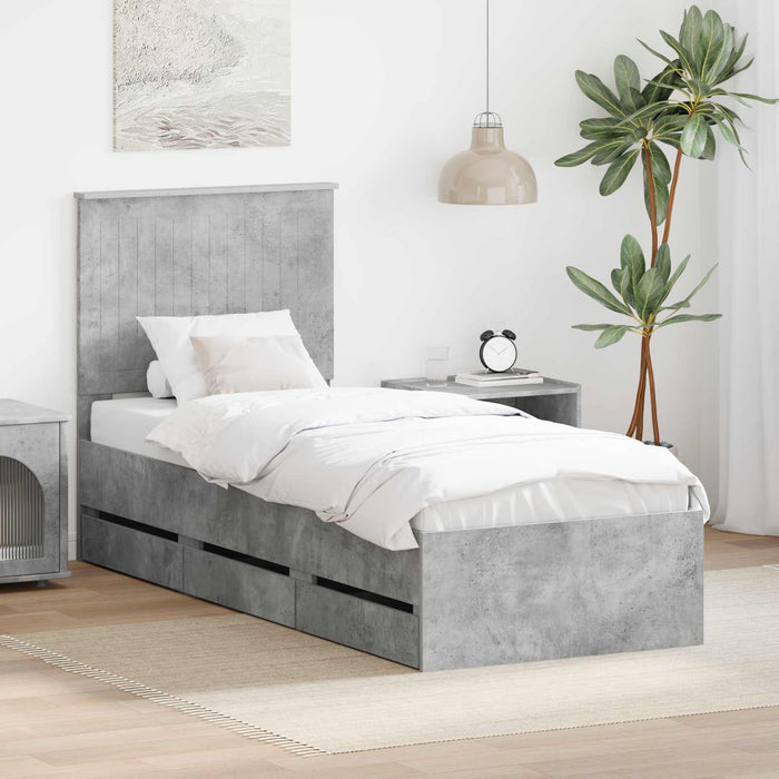 Cadru de pat Gri din beton 75 x 190 cm Lemn Ingineresc - WALTI WALTI