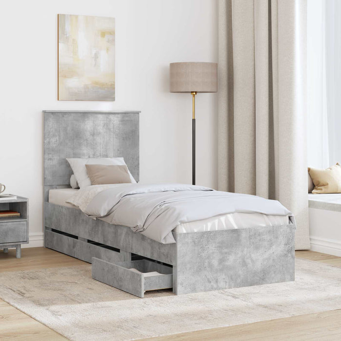 Cadru de pat Gri din beton 75 x 190 cm Lemn Ingineresc - WALTI WALTI