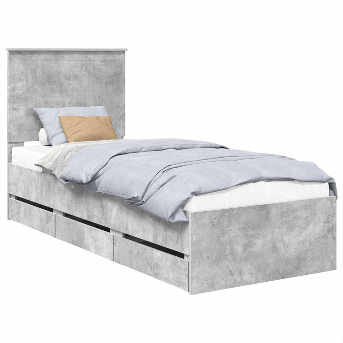 Cadru de pat Gri din beton 75 x 190 cm Lemn Ingineresc - WALTI WALTI