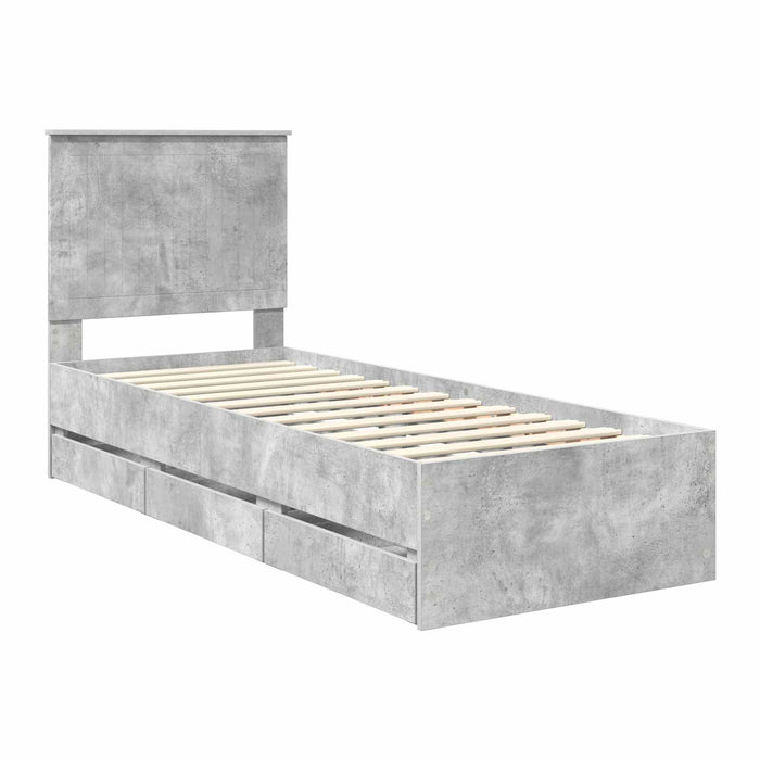 Cadru de pat Gri din beton 75 x 190 cm Lemn Ingineresc - WALTI WALTI