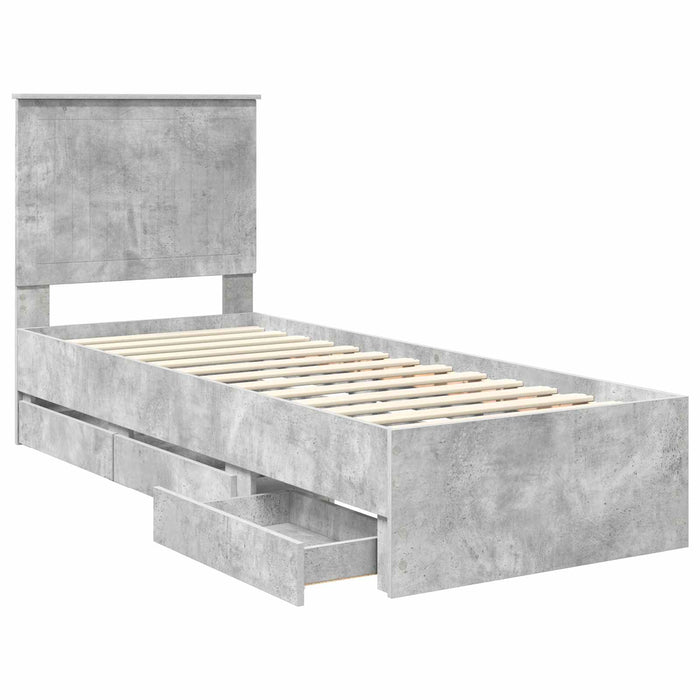 Cadru de pat Gri din beton 75 x 190 cm Lemn Ingineresc - WALTI WALTI