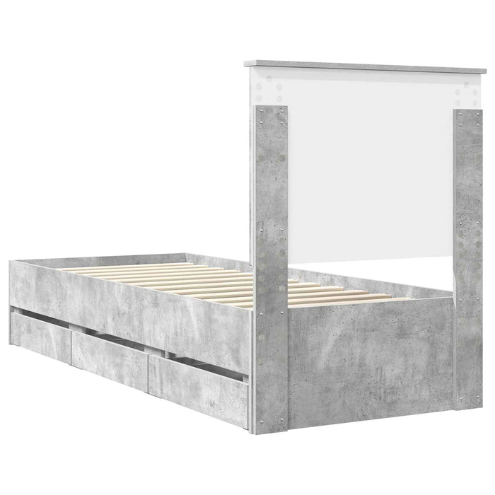 Cadru de pat Gri din beton 75 x 190 cm Lemn Ingineresc - WALTI WALTI
