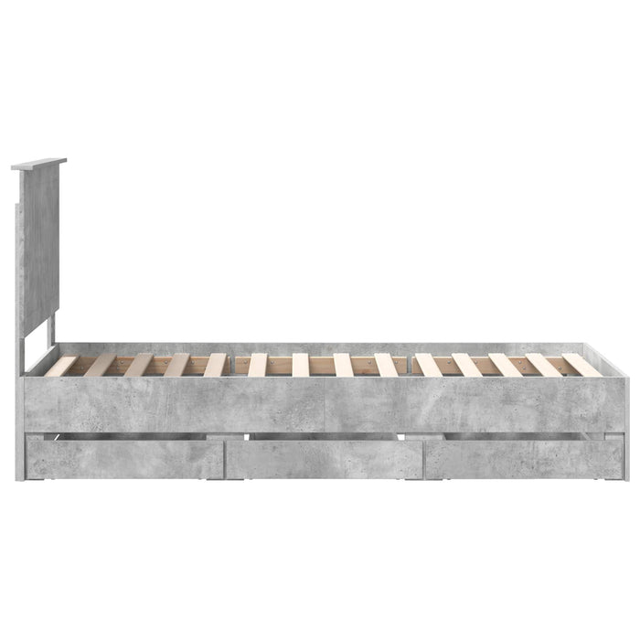 Cadru de pat Gri din beton 75 x 190 cm Lemn Ingineresc - WALTI WALTI