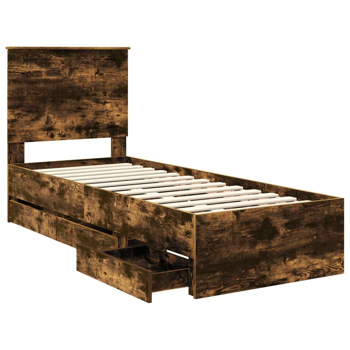 Cadru de pat Stejar fumuriu 75 x 190 cm Lemn Ingineresc - WALTI WALTI