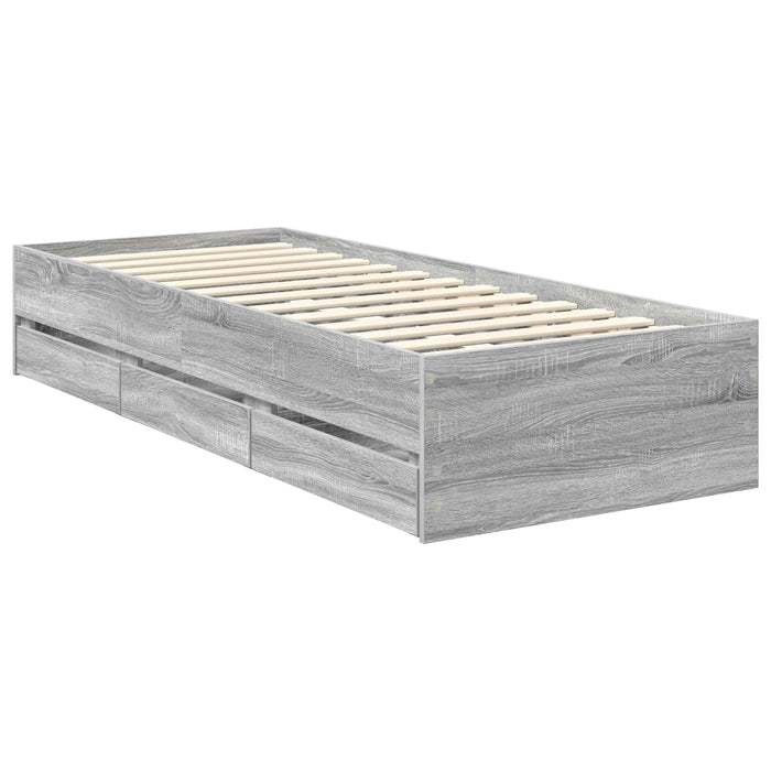 Cadru de pat cu sertar Gri Sonoma 75 x 190 cm Lemn Ingineresc - WALTI WALTI