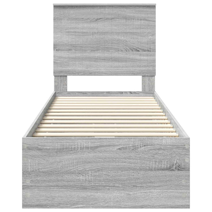 Cadru de pat cu sertar Gri Sonoma 75 x 190 cm Lemn Ingineresc - WALTI WALTI