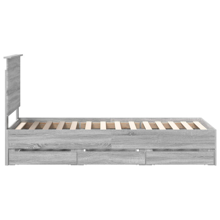 Cadru de pat cu sertar Gri Sonoma 75 x 190 cm Lemn Ingineresc - WALTI WALTI
