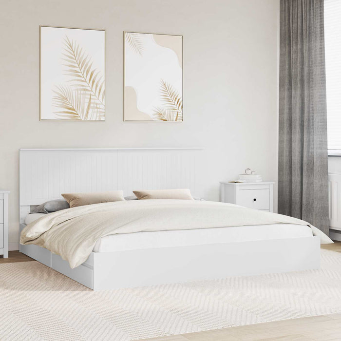 Pat cu storage cu headboard Alb 200 x 200 cm Lemn compozit WALTI